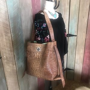 Raviani Leather Croco Pattern Shoulder Bag